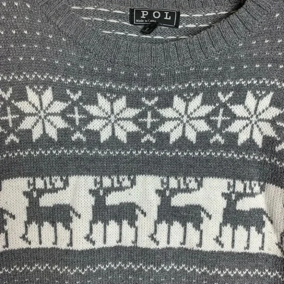 POL Nordic Deer Sweater Womens Fair Isle Reindeer Holiday Christmas Small - Picture 6 of 10